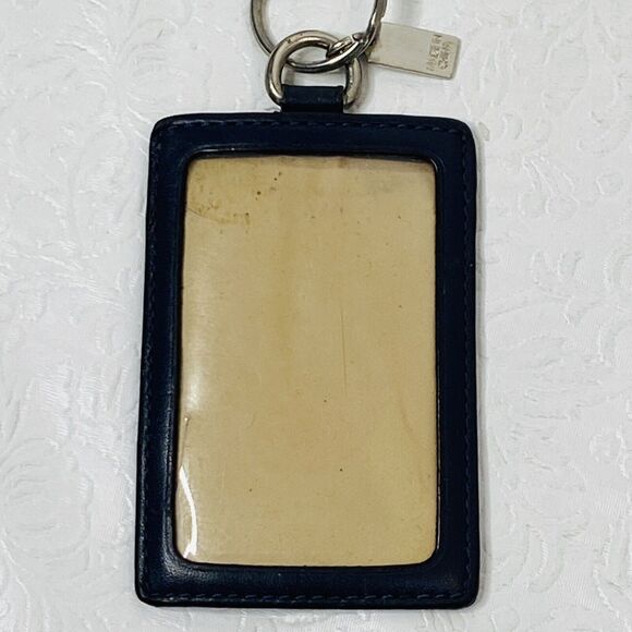 Coach ID Badge Lanyard Brown Leather w Purple Flower - Picture 5 of 10